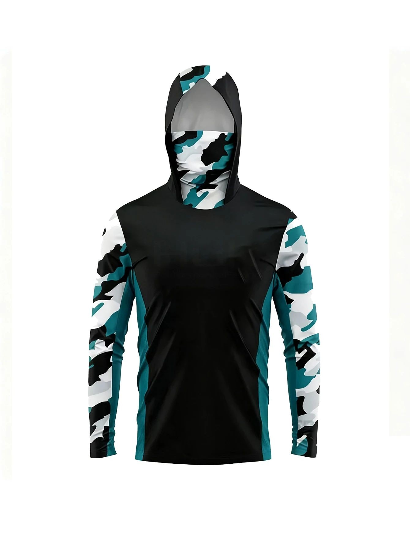 Embellish Knit - Outdoor-Herren-Angelhemd mit Kapuze, Schutz, Camouflage, integrierter