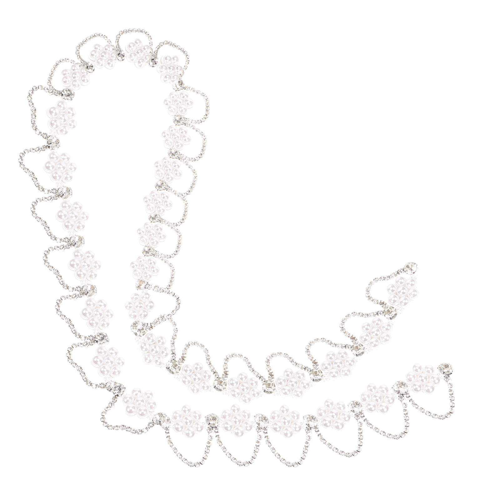 Pearl Trim Chain - Hochwertige Strass-Perlenkette für DIY-Kleidung, Haarreifen, Kleider,