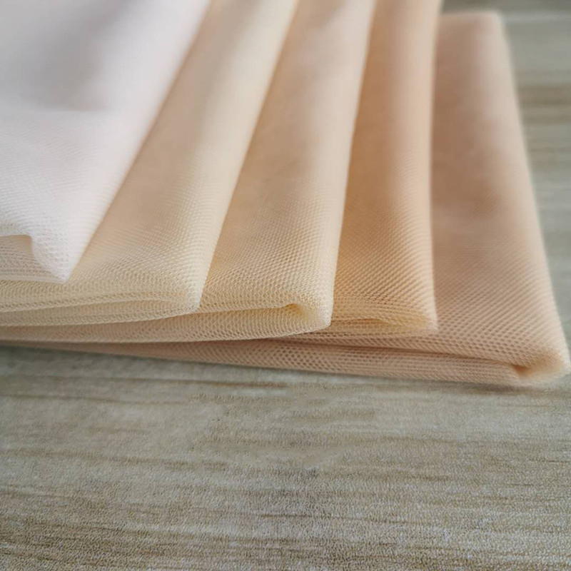 Crystal Mesh Fabric - Kleines Loch, durchsichtiges Polyester, nackte Hautfarbe,