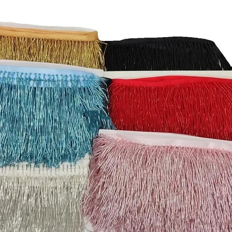 10CM Silber-Rote Perlenrohr-Qu – Tassel Fringe Trim Bewertung und Preis